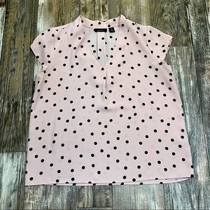 Halogen pink and black polka dot top